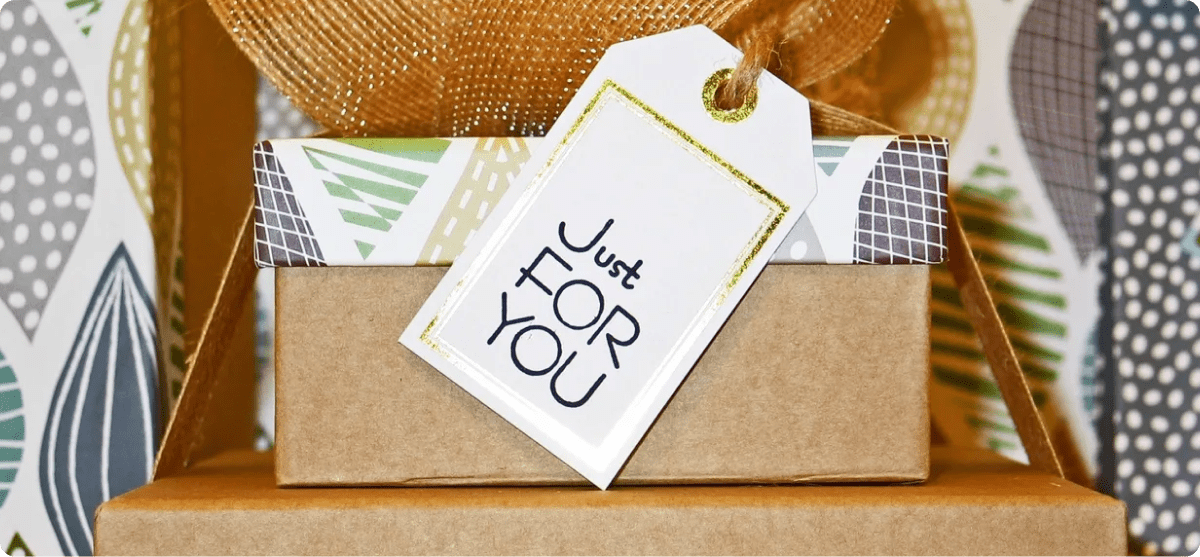 Gift boxes with a tag