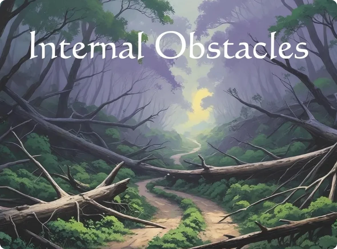 Forest path with fallen trees